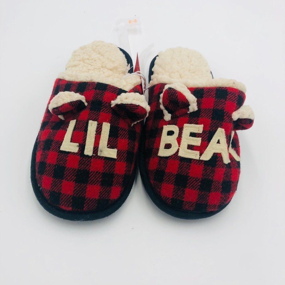 Brand New Wondershop Little Bear Red Buffalo Plaid Kids‎ Slippers Size 2-3